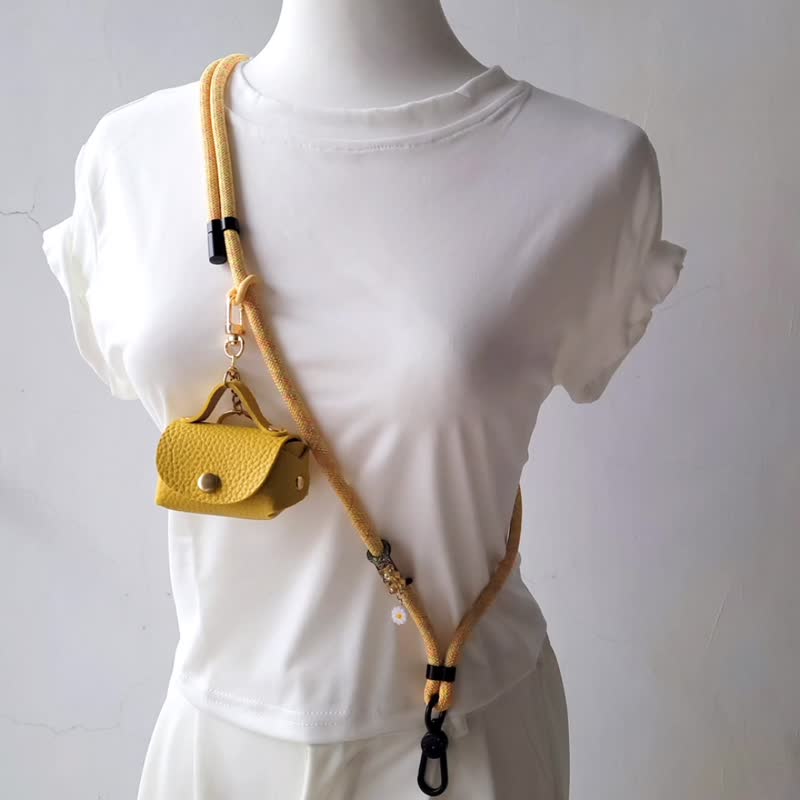 Adjustable crossbody phone strap Phone strap adapter Coin pouch keyring, Yellow - Lanyards & Straps - Other Man-Made Fibers Yellow