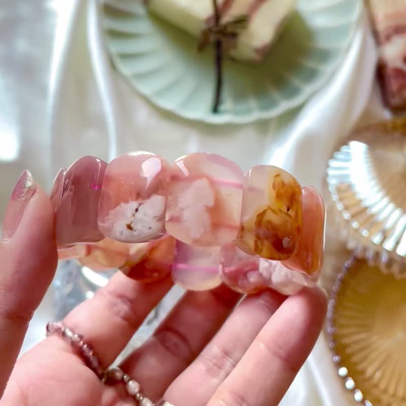 【櫻花瑪瑙精品手排】超美櫻花 水晶手排 - 手鍊/手環 - 水晶 粉紅色