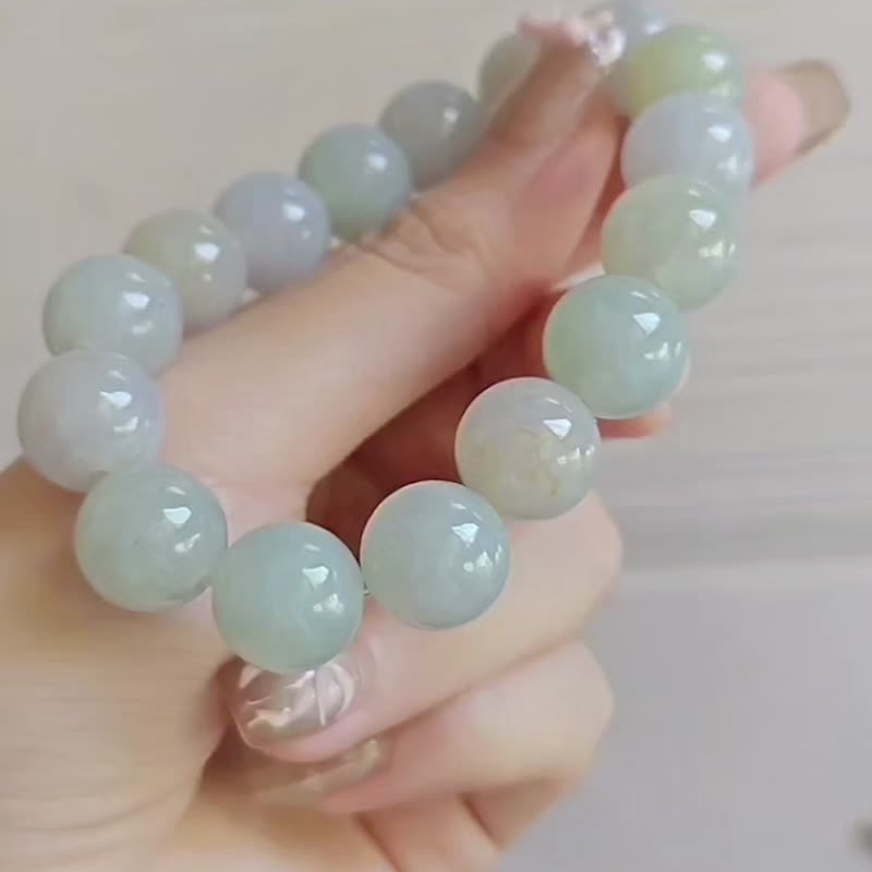 招財•轉運|莫蘭迪細糯微冰多寶大卡珠|緬甸A貨翡翠手串珠串 - 手鍊/手環 - 玉石 