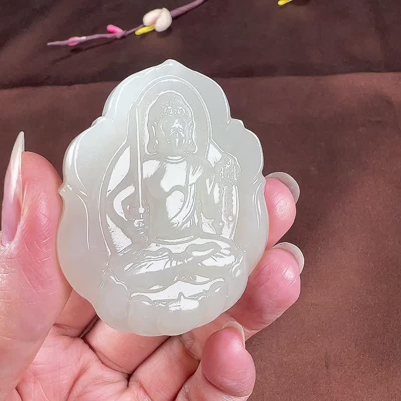 秒殺價 天然新疆和田玉羊脂玉不動明王吊墜 玉質細膩溫潤 - 吊飾/掛飾 - 玉石 