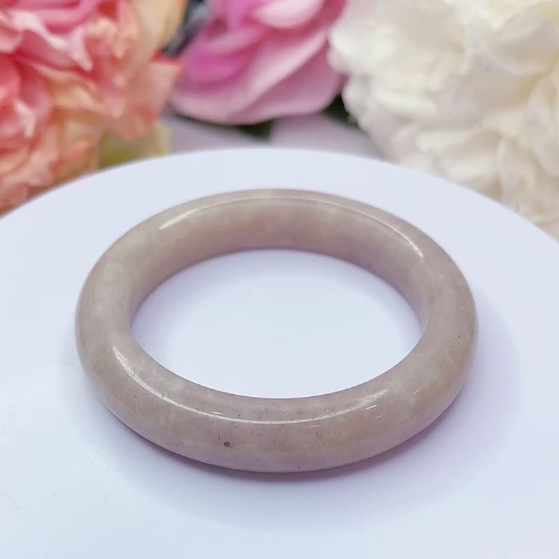 NO.31 Snowflake Purple Jade Ping An Bracelet Inner Diameter 54 MM Circle Mouth She Tai Cui Jade Bracelet Bracelet Bracelet - Bracelets - Jade Purple