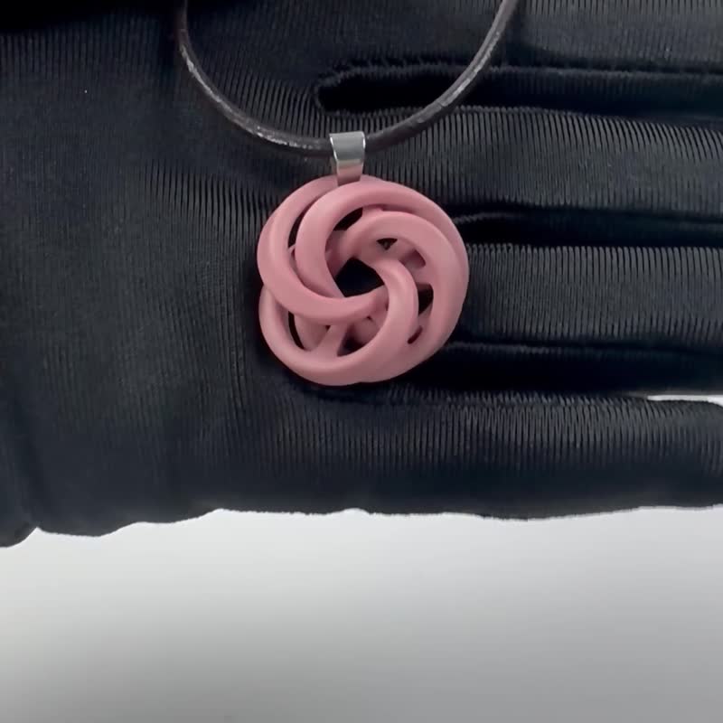 3D印刷セラミックネックレス可動レザーコード_メビウスジュエリー 調和 / 男女兼用 - ネックレス - 磁器 カーキ