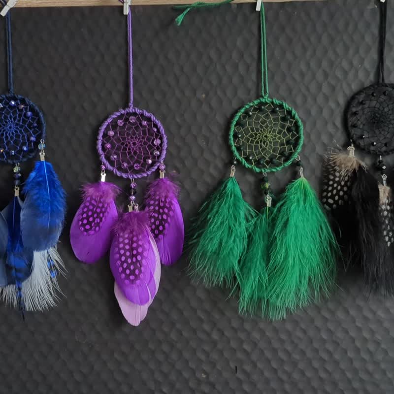 Vibrant Purple Feather Dreamcatcher for Car Rearview Mirror - Handcrafted Boho - Wall Décor - Other Materials Purple