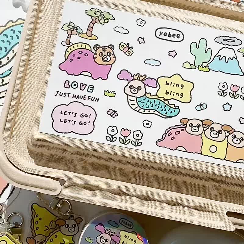 Happy Zoo/Happy Dinosaur Zoo Stationery Gift Box/Fu Bag - Stickers - Paper Multicolor