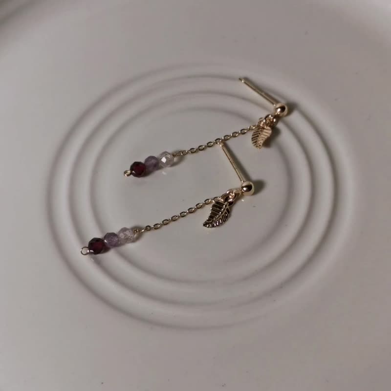 【Veverka】Actress-Strawberry Crystal Amethyst Stone Earrings Jewelry Natural Stone - ต่างหู - เครื่องประดับพลอย หลากหลายสี