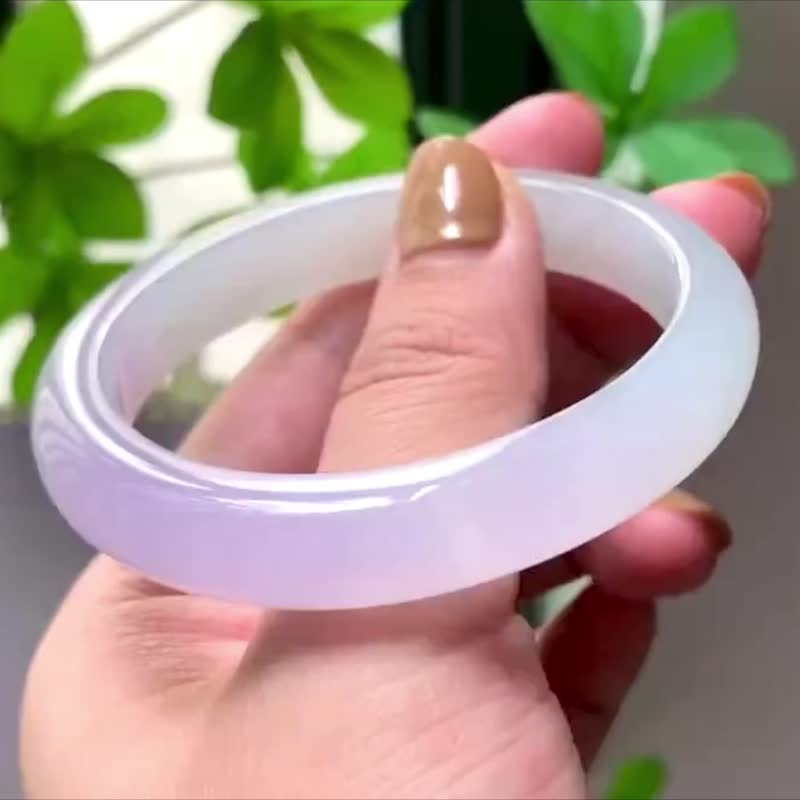 冰種 天然翡翠 緬甸 A玉 玉鐲 • 冰種粉紫翡翠貴妃鐲 - 手鍊/手環 - 玉石 粉紅色