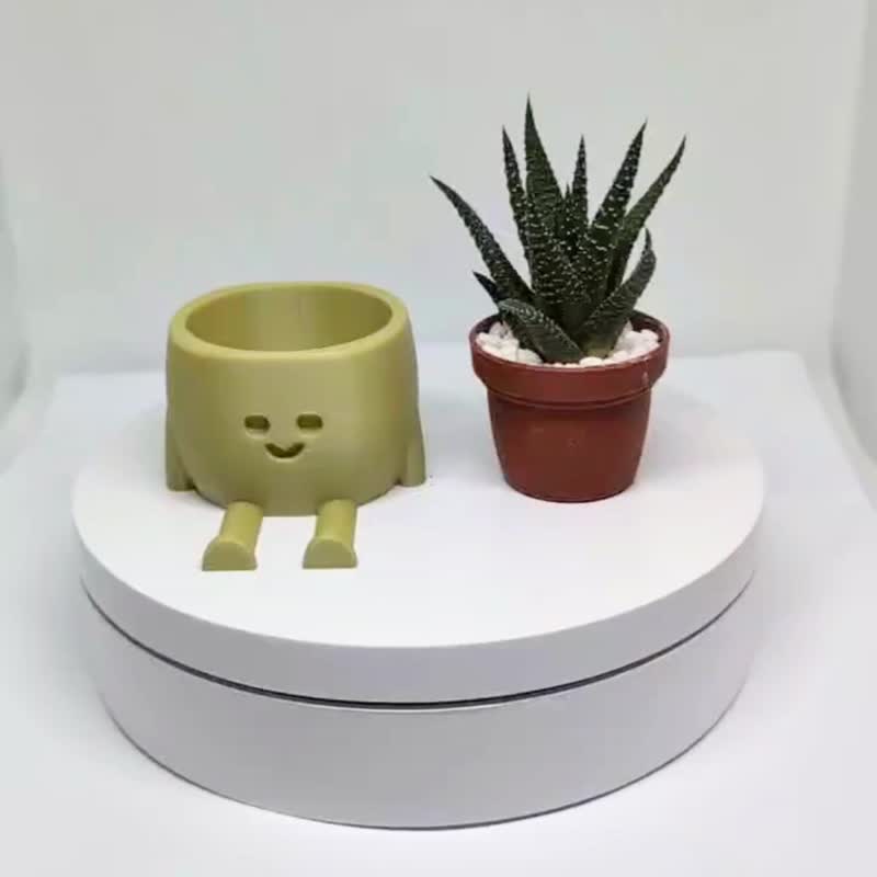 【療癒打印所】【水泥灰】可愛療癒花盆 小盆栽 多肉花盆 - 盆栽/植栽 - 塑膠 
