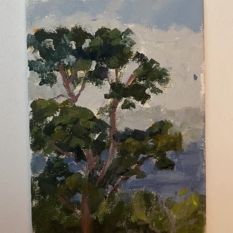 Pine in Carmel by the Sea,oil painting, 4x6in(10x15cm) - วาดภาพ/ศิลปะการเขียน - วัสดุอื่นๆ 