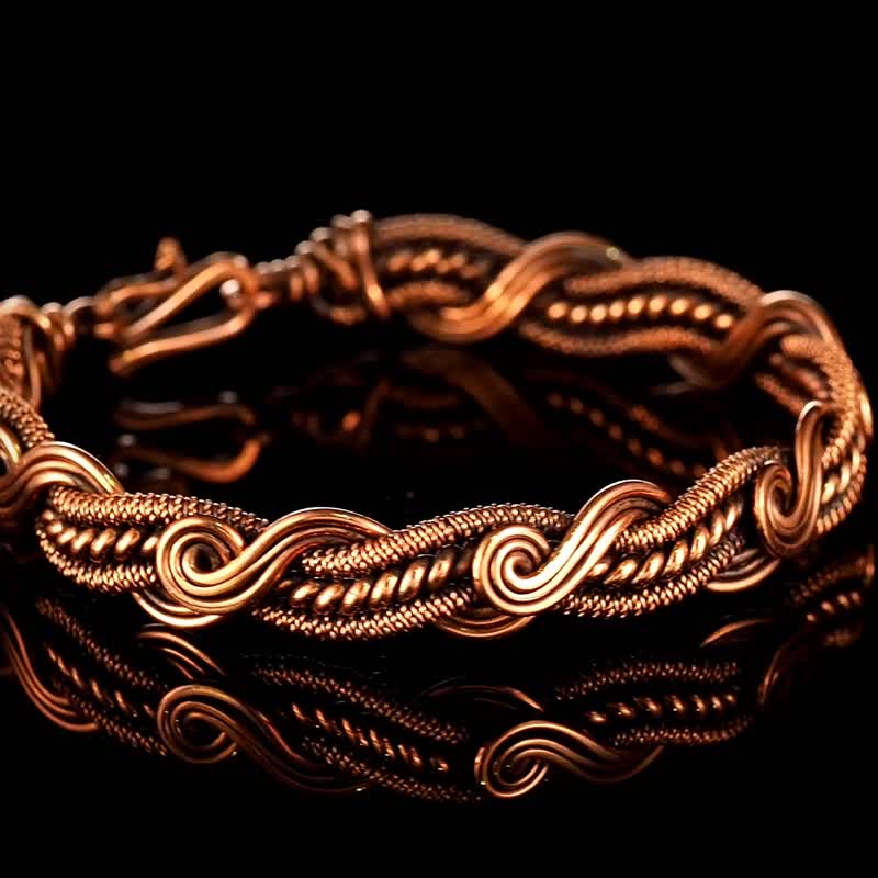 女性用銅ブレスレット | アンティークスタイルの手作りワイヤー編み銅ジュエリー - ブレスレット - 銅・真鍮 ゴールド