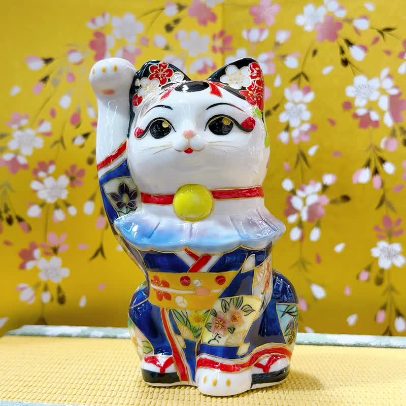 【藝富雙輝】日本清水燒招財貓 | 色繪 - 舞妓富士 - 擺飾/家飾品 - 瓷 白色