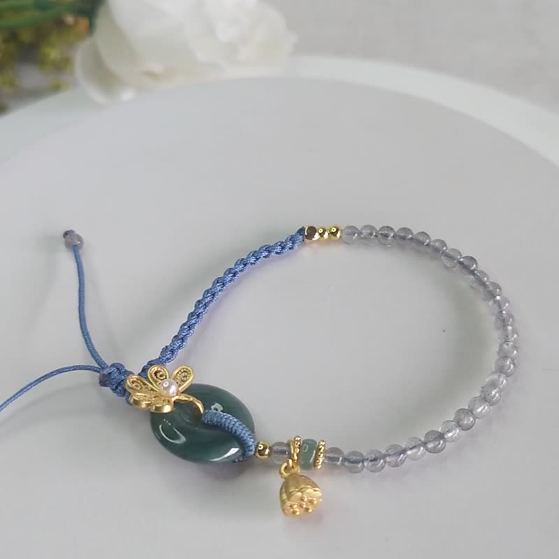 Miss feng Natural - Blue Water Jade Safety Buckle Bracelet - สร้อยข้อมือ - หยก 