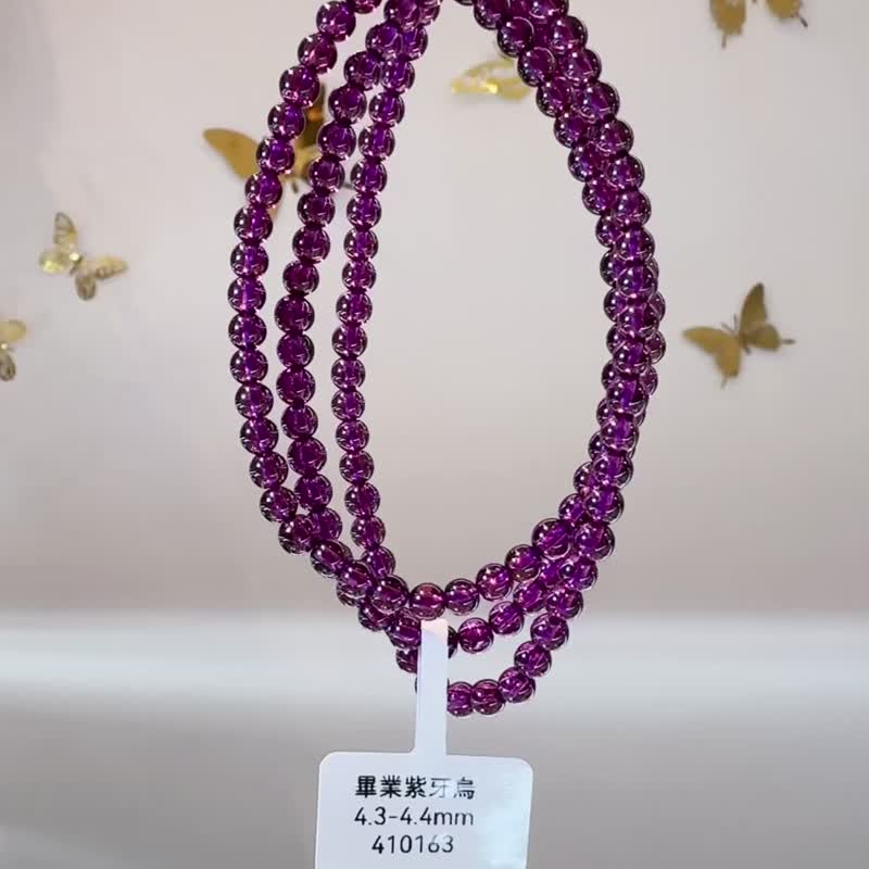 Graduation-level crystal purple tooth black crystal 4.3-4.3mm three-circle crystal bracelet main beauty crystal qi and blood circulation - สร้อยข้อมือ - คริสตัล สีม่วง