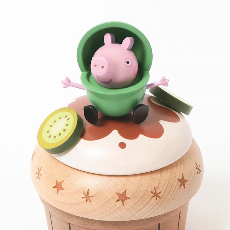 【George Pig Cake】Rotating Head music box | Wooderful life - ของวางตกแต่ง - ไม้ หลากหลายสี