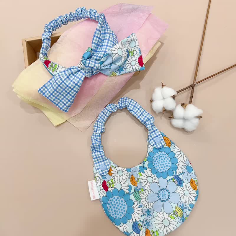 Blue Flower Baby Full-Month Shower Gift Box - ของขวัญวันครบรอบ - ผ้าฝ้าย/ผ้าลินิน สีน้ำเงิน