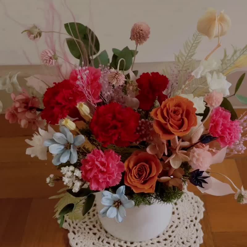 [Mother's Day Flower Gift] Eternal Carnation Table Flower-Eternal Flower Gift/Table Flower/Pot Flower - ช่อดอกไม้แห้ง - พืช/ดอกไม้ 