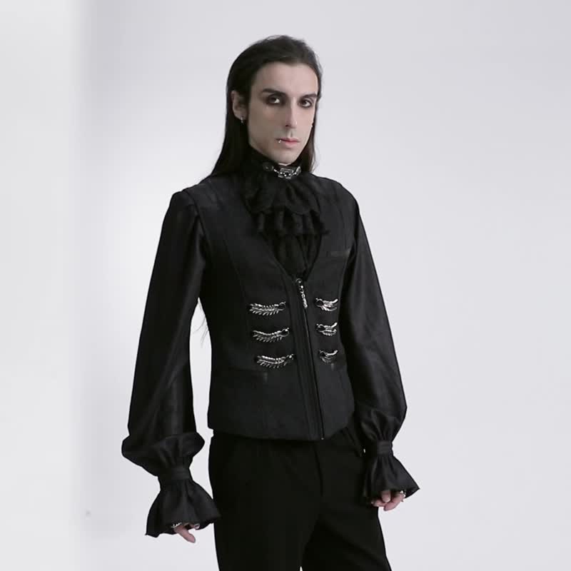 Gothic Wyvern Knight Scale Wing Suit Vest/Vest - Men's Tank Tops & Vests - Other Materials Black