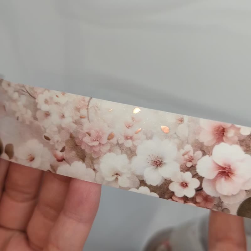 春華連綿-燙霧粉金和紙膠帶(特殊油墨/離型紙) 文具 - 紙膠帶/和紙/PET - 紙 粉紅色