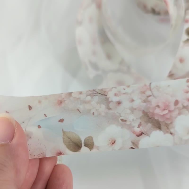 春華連綿-燙霧粉金和紙膠帶(特殊油墨/離型紙) 文具質感拼貼 - 紙膠帶/和紙/PET - 紙 粉紅色