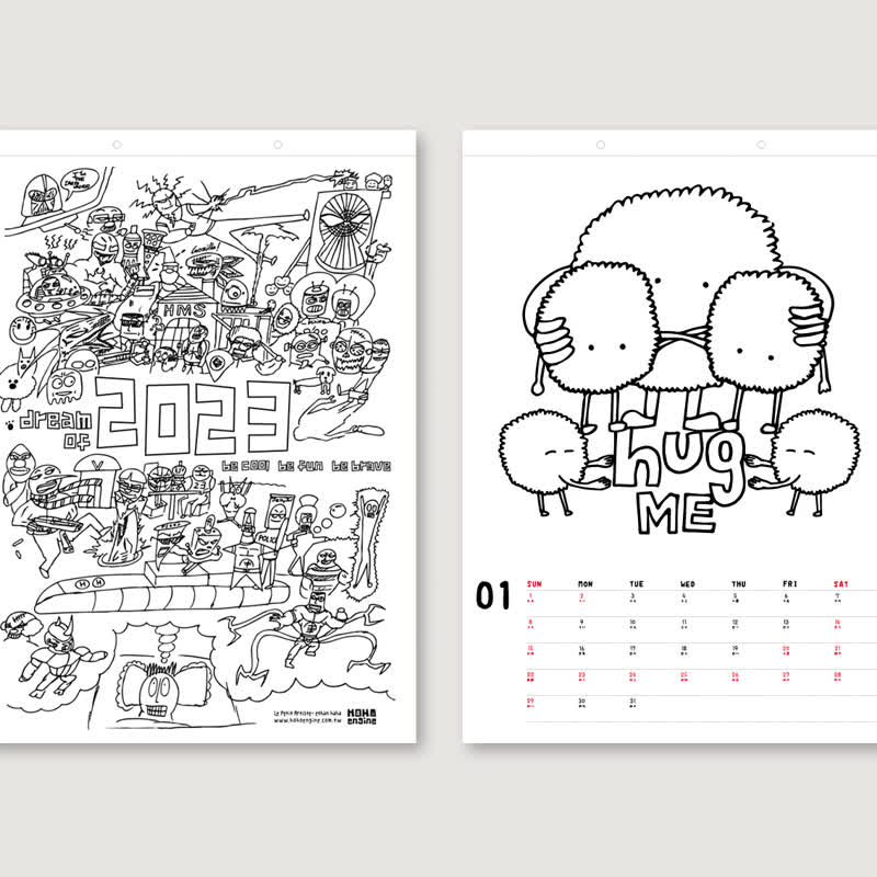 【Dream of 2023】coloring calendar - Calendars - Paper White