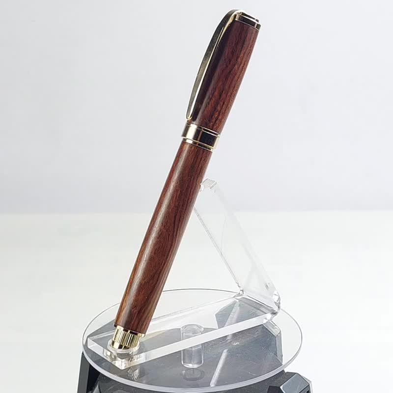 Black lacquered wood magnetic pull-out cap ball pen / handmade ball pen / KOBE handmade pen - ไส้ปากกาโรลเลอร์บอล - ไม้ สีนำ้ตาล