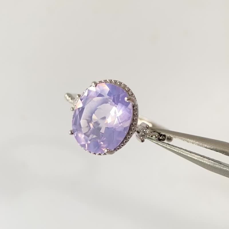 2件85折 | 巴西紫玉晶純銀戒指 (仙氣溫潤 透體肉眼無暇 ~4.2ct) - 戒指 - 純銀 