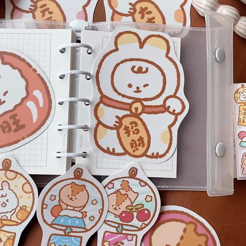 軟綿綿的/軟綿綿的御守大貼紙十二代/防水貼紙/共12款 - 貼紙 - 紙 多色
