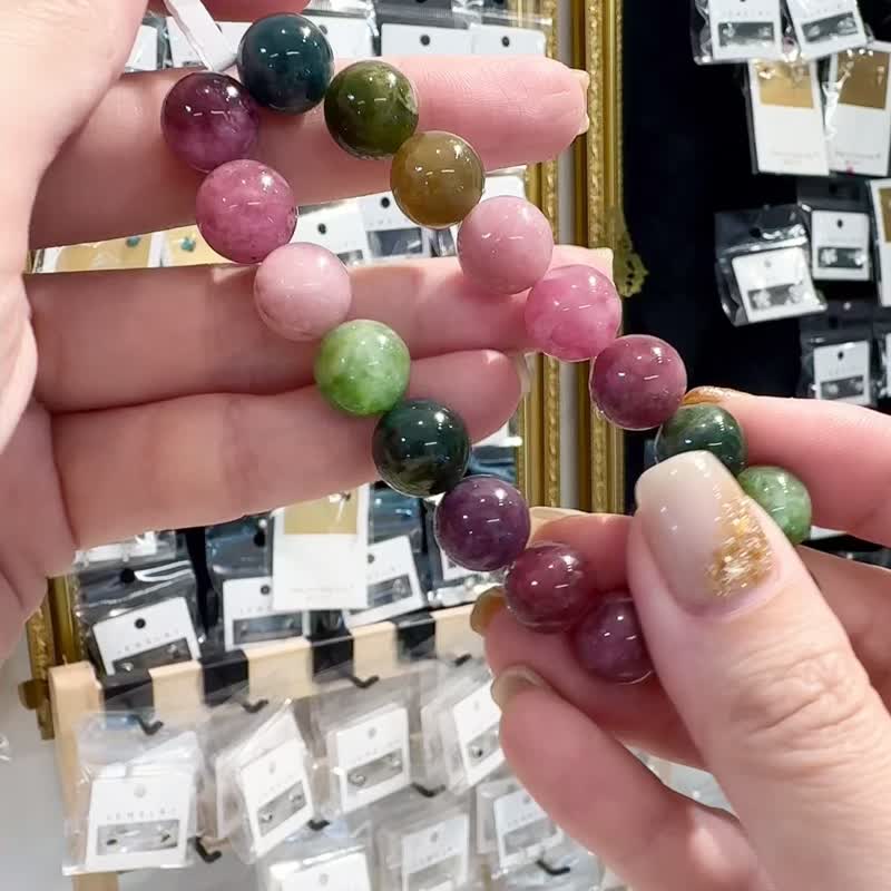 天然糖果色系碧璽水晶手珠11mm39.26g高磁場高頻率能量旺夫石 - 手鍊/手環 - 水晶 多色