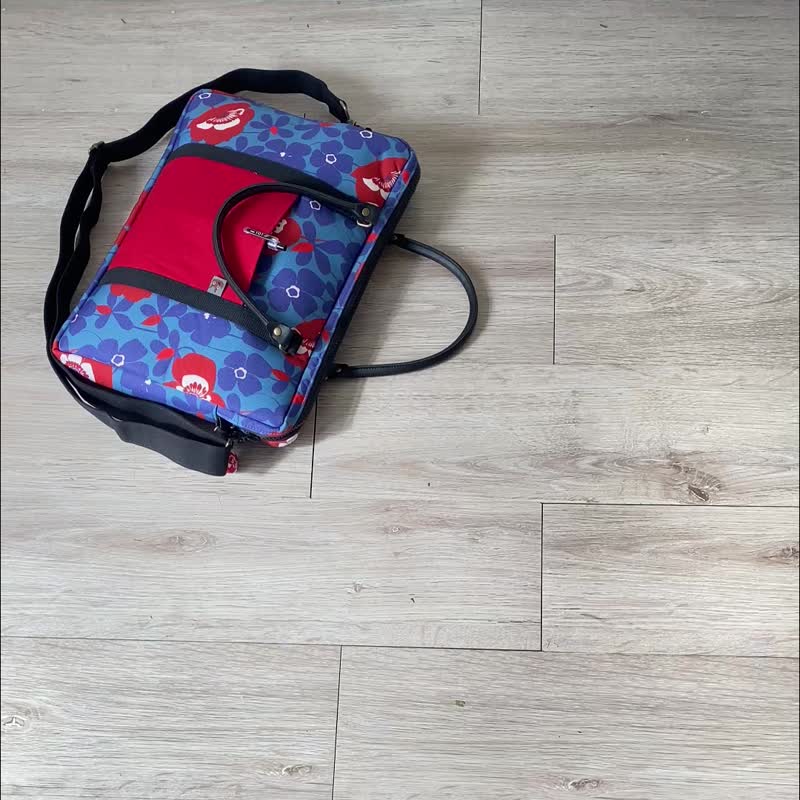 繽紛花漾・暮藍 - 電腦包 手提/斜背 筆電收納包 13-16吋 台灣製 - 電腦包/筆電包 - 棉．麻 藍色