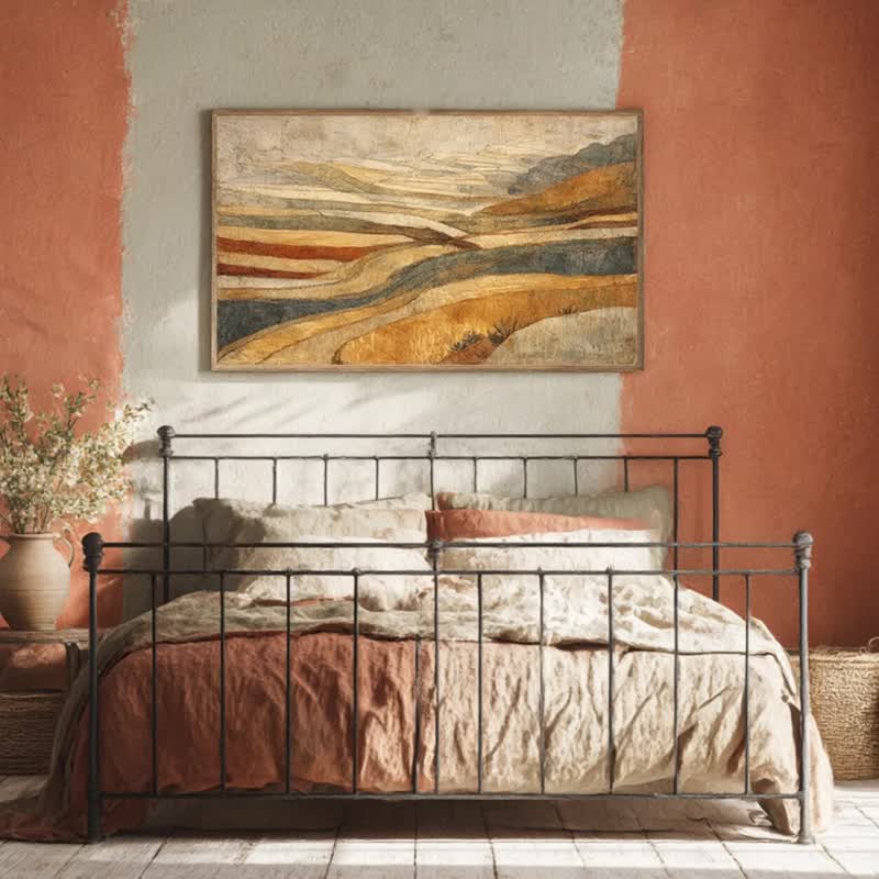 稻浪 印象派大地質感藝術微噴 山形流動線條居家裝飾療癒收藏掛畫 - 海報/掛畫/掛布 - 棉．麻 