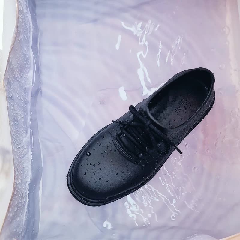 防水造型皮鞋 晴雨兩用男女鞋 通勤鞋/學生鞋 - 經典黑 台灣製 - 女皮鞋 - 防水材質 黑色