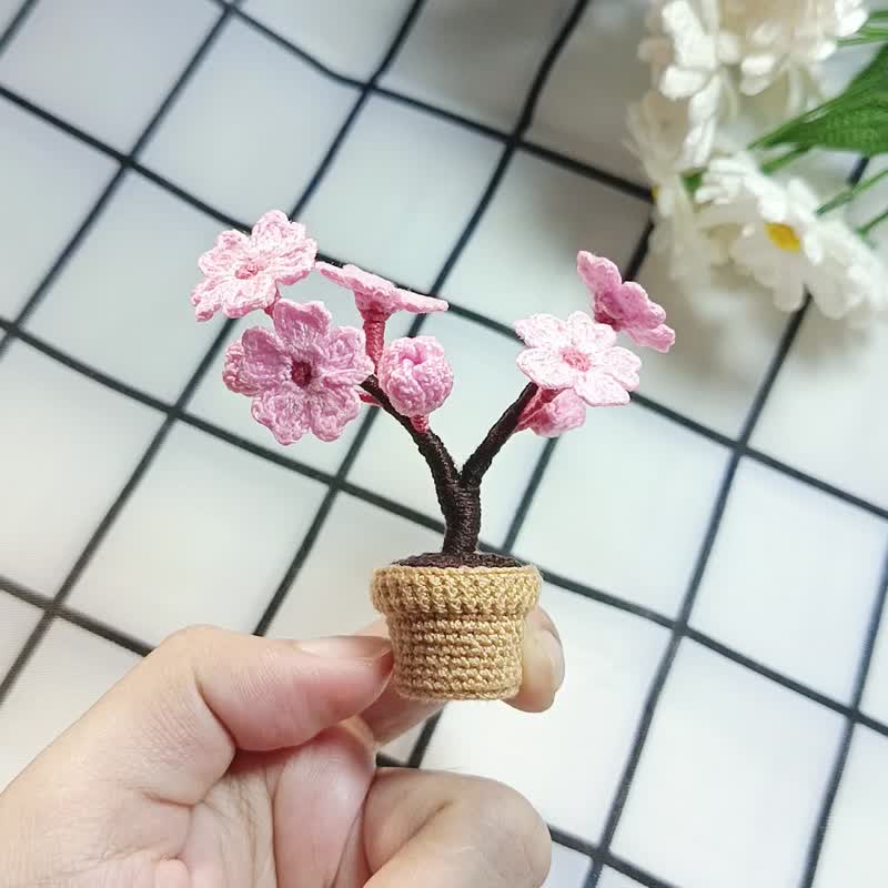 Crochet flower cherry blossom sakura - 乾燥花/永生花 - 其他材質 粉紅色