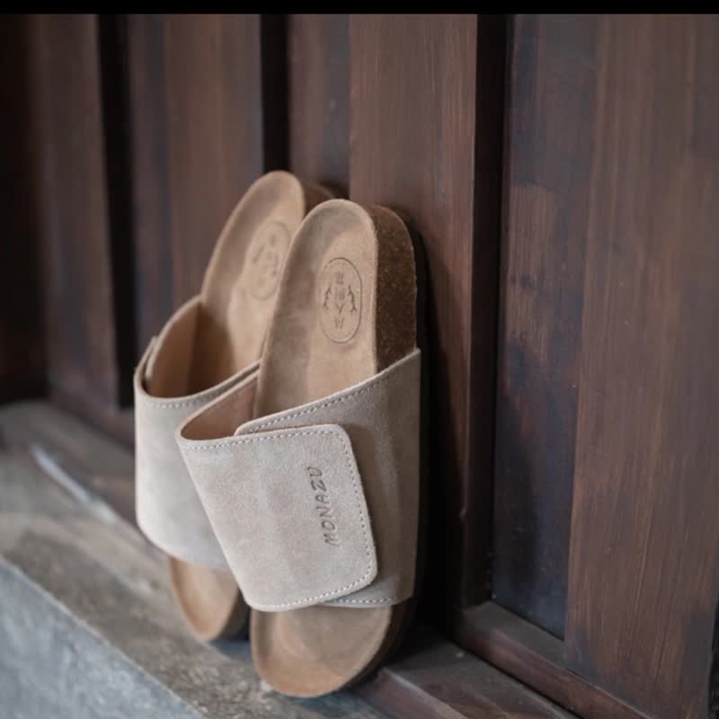 Birkenstock Slippers_Beige 36-45 Size Men's Store - รองเท้าแตะ - หนังแท้ สีเทา