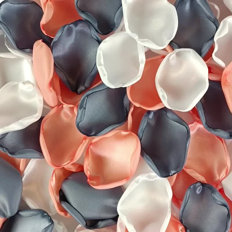 Peach wedding Grey petals White Rose petals Peach flower petals Grey weddi - 乾燥花/永生花 - 絲．絹 