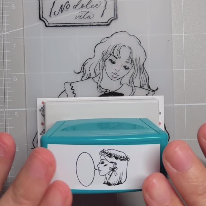 Wreath Girl Words Shachihata Sweet Life Continuous Stamp - ตราปั๊ม/สแตมป์/หมึก - พลาสติก หลากหลายสี