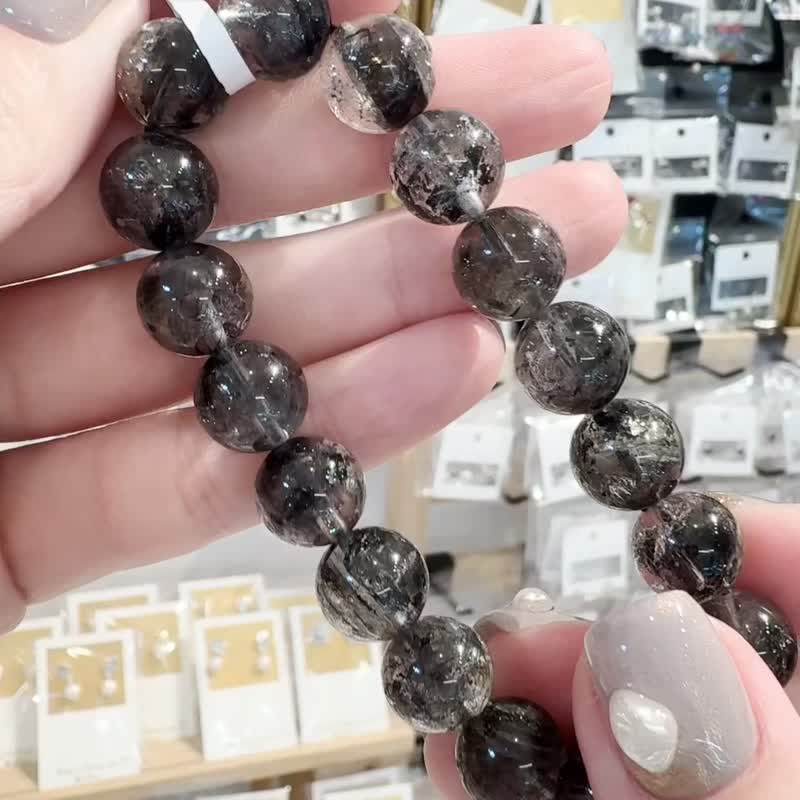小精品赫基蒙黑閃靈11mm34.63g不受噩夢擾侵淨化七輪冥想 - 手鍊/手環 - 水晶 黑色