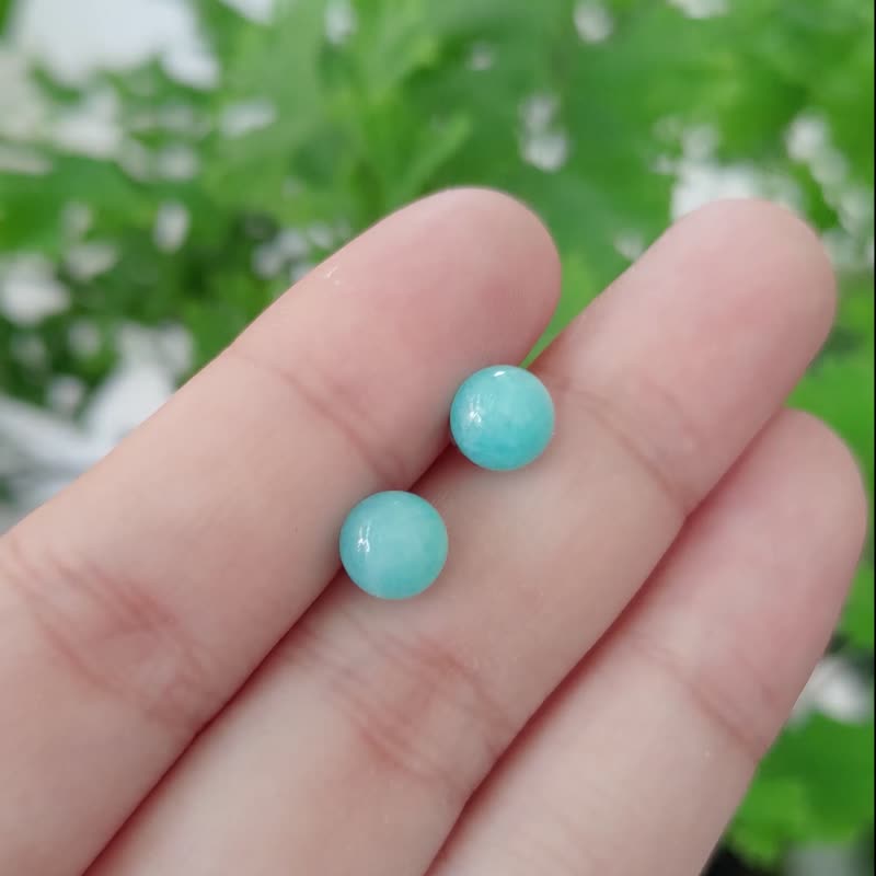 薄荷冰糖 | 天河石 小圓珠 耳環 耳針 抗過敏 生日禮物 天然石 - 耳環/耳夾/耳骨夾 - 寶石 藍色