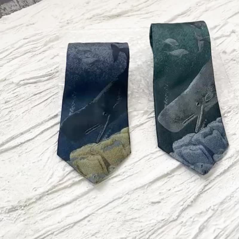 Whale Blue/Whale Green Silk Tie-Become a Guardian of the Oceans - Ties & Tie Clips - Silk Multicolor