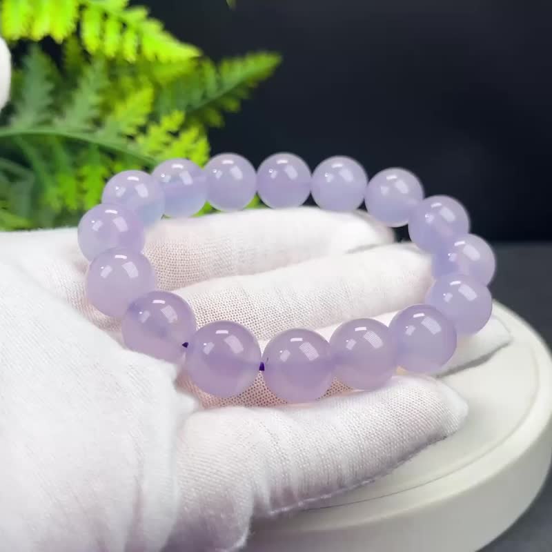 高品質紫色瑪瑙手串12.5mm冰透起剛單圈圓珠女祥瑞高雅好運智慧 - 手鍊/手環 - 半寶石 紫色