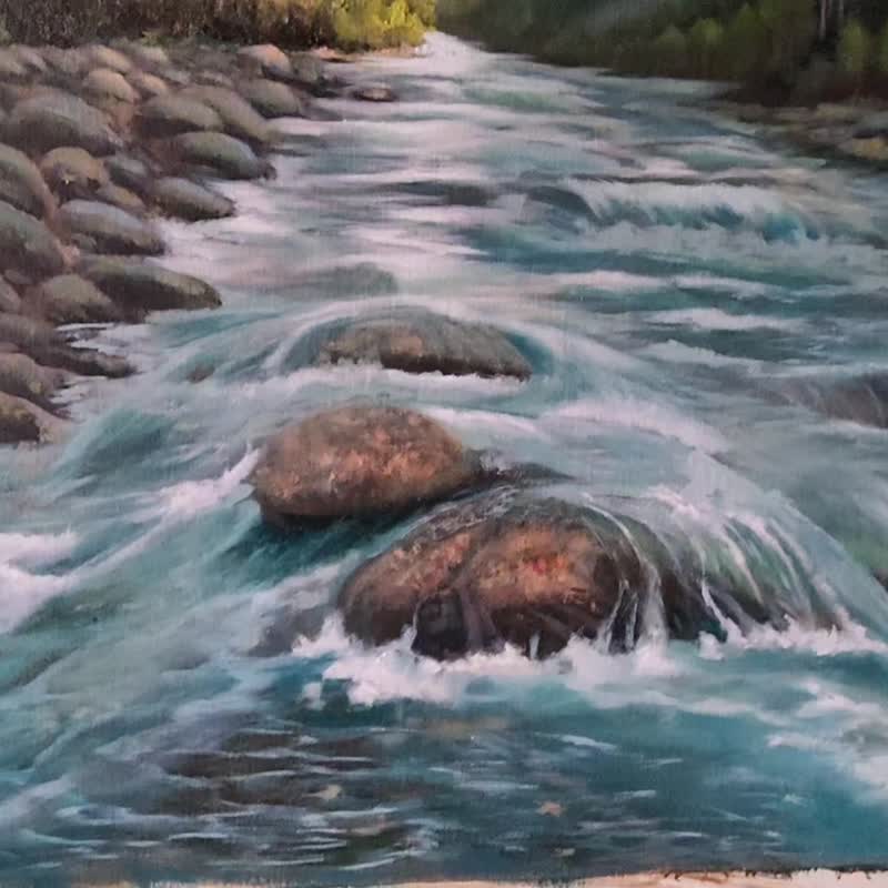 Olympic National Park Mountain River Original Oil Painting - 插畫/繪畫/寫字 - 亞麻 