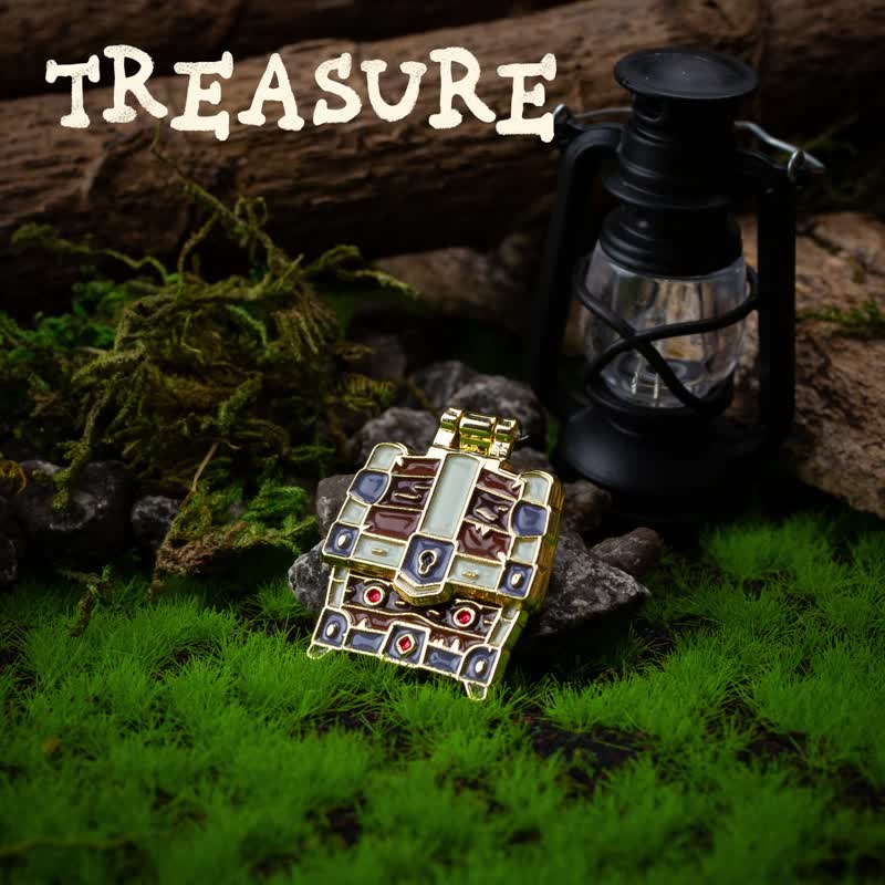 Treasure Chest Mimic Enamel Pin — Hinged Treasure Chest | Dice Bag Accessories - Brooches - Other Metals Brown