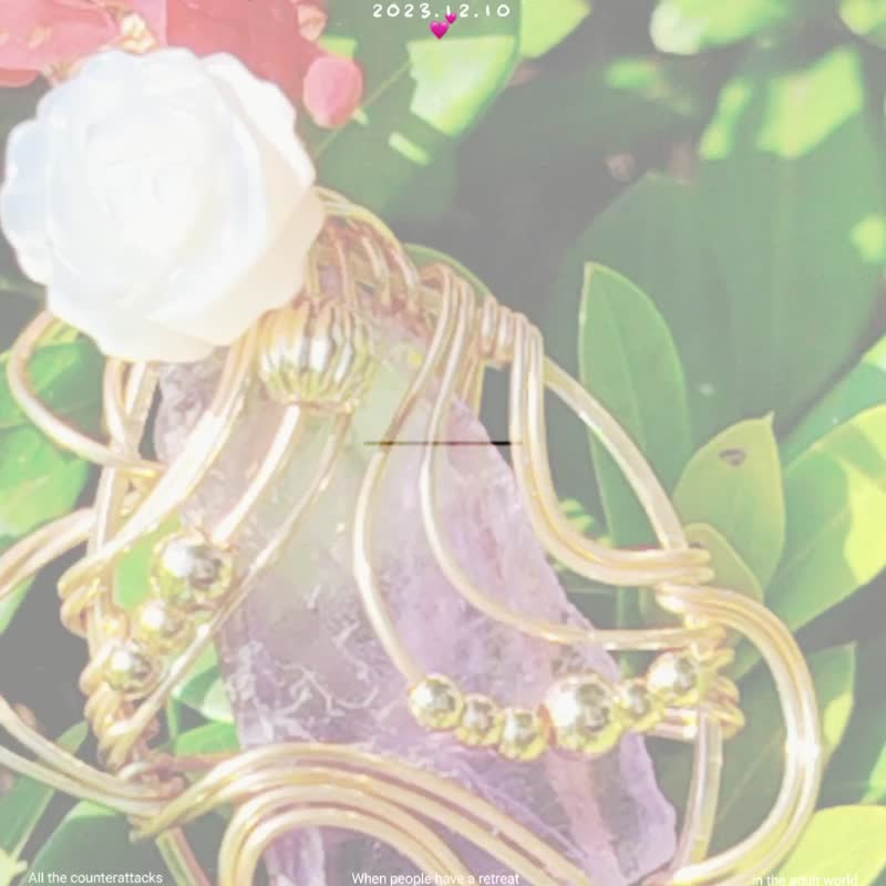 Snow Mountain Rose Purple Asai | White Butterfly Shell | Noble | Winding | - สร้อยคอ - คริสตัล 