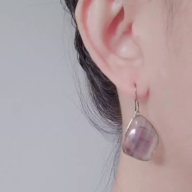 【畢業禮物】【聖誕禮物】--天然夢幻紫色綠色彩虹螢石耳鈎耳環 - 耳環/耳夾/耳骨夾 - 寶石 多色