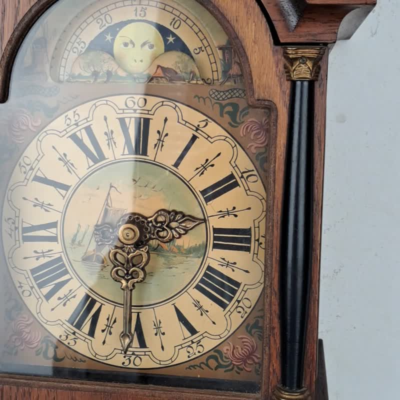 Antique Vintage Friesian Dutch Wall Clock 8 day (Warmink Wuba era) - 時鐘/鬧鐘 - 木頭 咖啡色