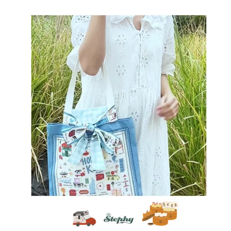 香港印象 絨毛手提袋 |  香港托特包 TOTE BAG - 手提包/手提袋 - 其他人造纖維 