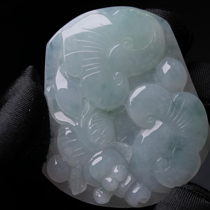 【願‧事事如意】冰飄花翡翠如意金魚 | 天然緬甸翡翠A貨 | 送禮 - 項鍊 - 玉石 多色