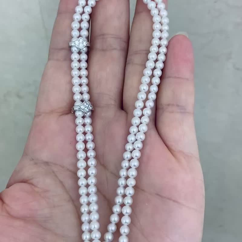 香榭流光淡水天然珍珠真珠珍珠項鍊珍珠項鏈Y字鍊毛衣鏈調節銀扣 - 項鍊 - 珍珠 銀色