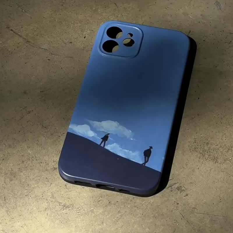 原創 插畫很接近天iPhone手機殼 - 手機殼/手機套 - 矽膠 藍色