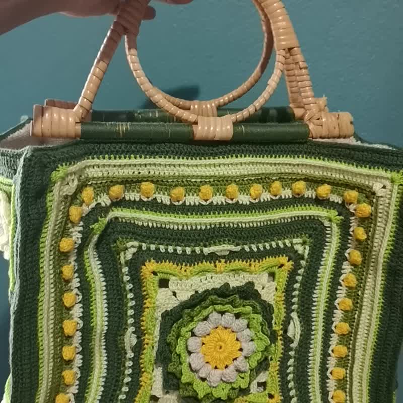 Rattan Knitting Bag - Handbags & Totes - Polyester 