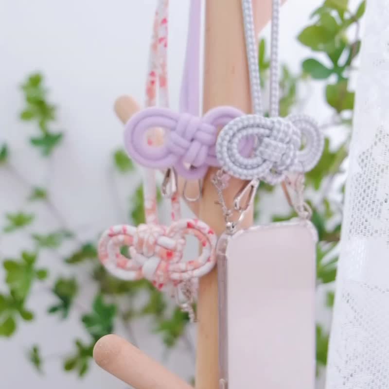 [Moshou knot mobile phone rope | supports Iphone15] Denim floral series spring daisy (grey) - เชือก/สายคล้อง - ผ้าฝ้าย/ผ้าลินิน 