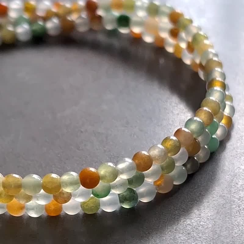 Burmese Jade Multi-treasure Millet Bead Bracelet Necklace | Natural Burmese Jadeite - สร้อยข้อมือ - หยก หลากหลายสี